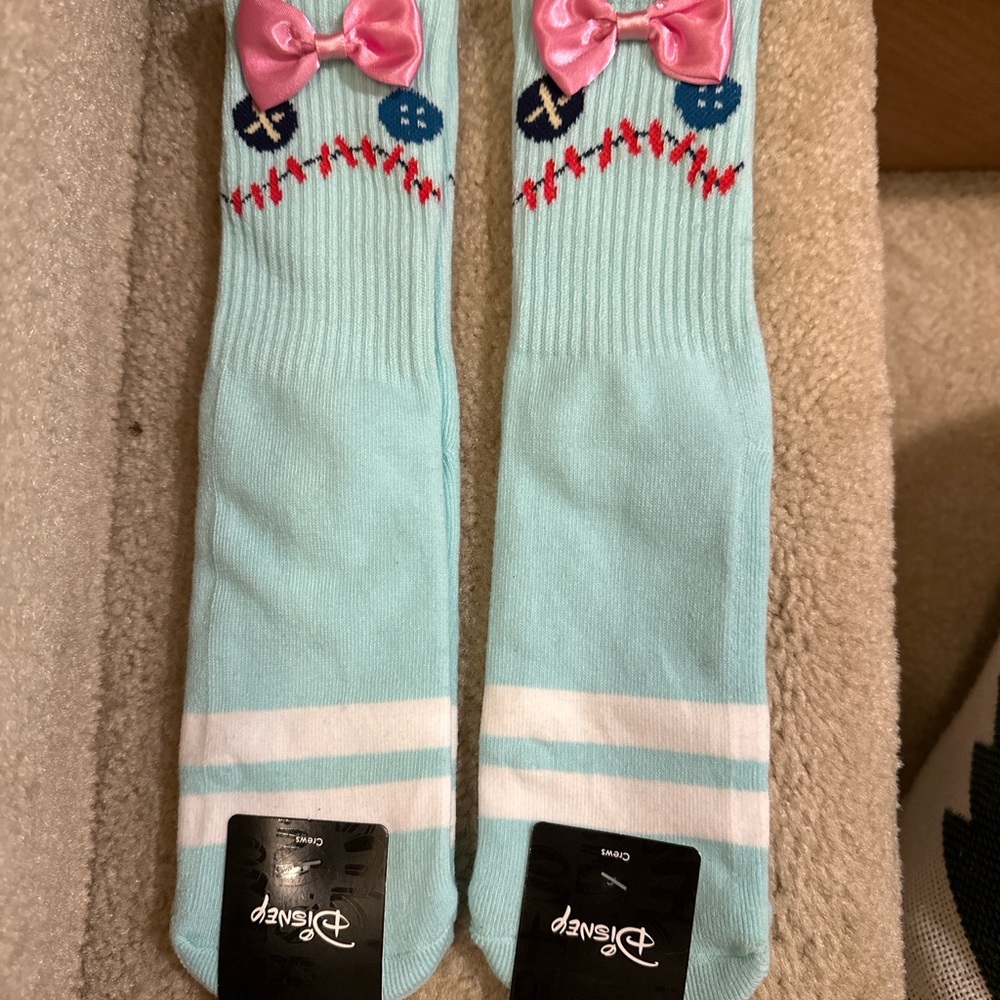 Disney Lilo & Stitch Scrump Bow Crew Socks new 2 pairs